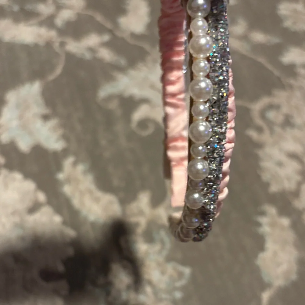 Pink, Silver, and Pearl Embellished Headband Set - Picture 4 of 5